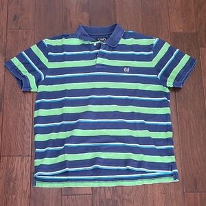 Chaps Blue and Green Striped Polo Shirt size XL